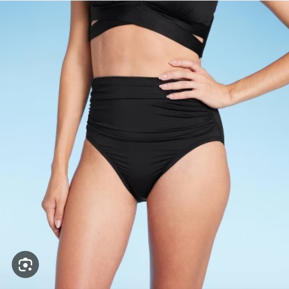NEW Shade & Shore Black Bikini Set M Cutout Wrap Y2K Shirred High Waist Target